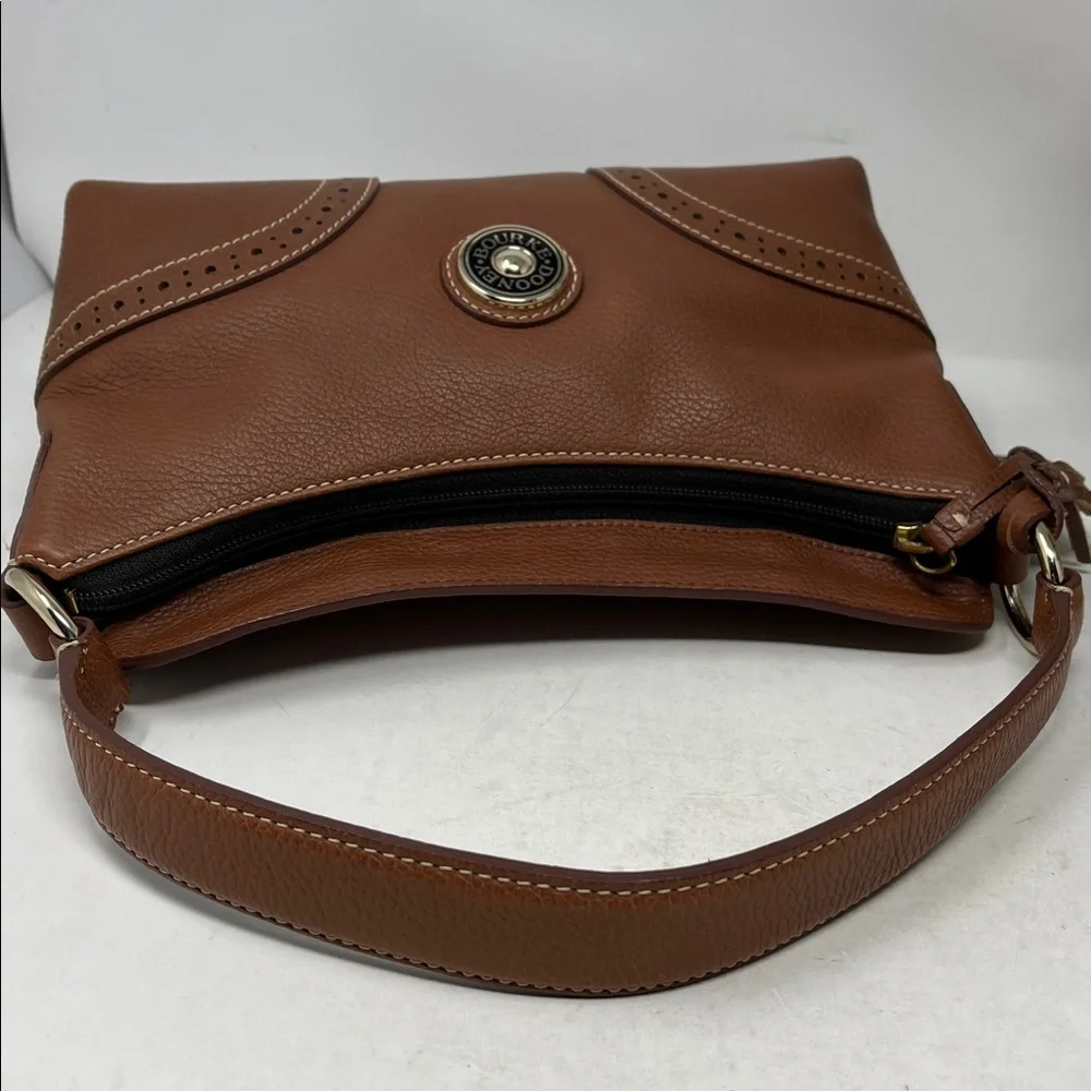 DOONEY & BOURKE SHOULDER HAND BAG CARAMEL COLOR GENUINE PEBBLED LEATHER TASSEL